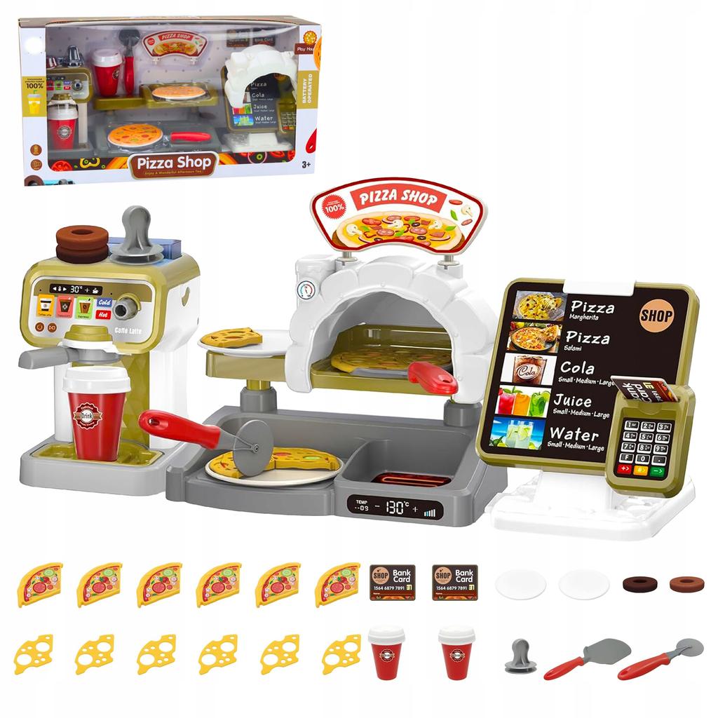 [PACZB] Interactive Pizzeria Coffee Machine Cash Register + Accessories Z3145