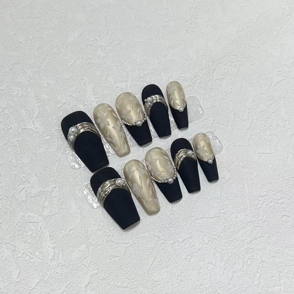 Golden Legend Wearing Armor Handmade High-end Pure Hand-painted Small Flower French Magic Mirror Manicure Finished Product Removable