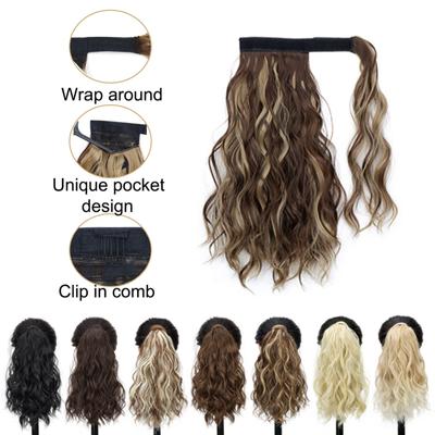 Ponytail Hair Extensions 14 Inch Curly Wavy Ponytail Hair Pieces For Women Girls Wrap Around Ponytail