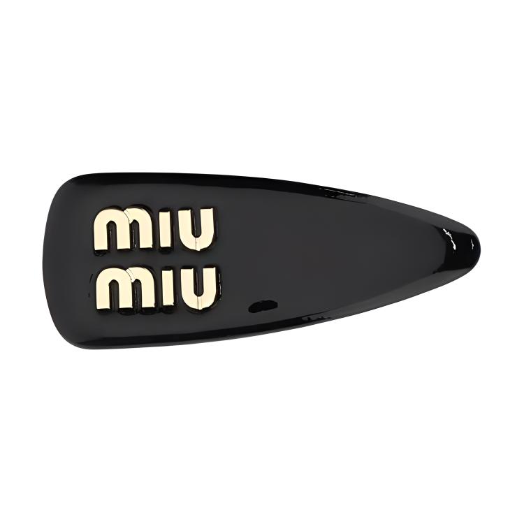 MIU MIU Letter Decorated Patent Hair Clip Women Hair Accessories Black 5IF092069F0002