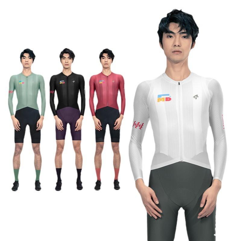Mens Long Sleeve Cycling Jersey Breathable Quick Dry Stretch Performance Bike Shirt Road