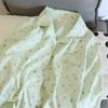2 PCS Women Pajama Sleepwear Pajama Set Long Sleeved Pants Suit Peach Print Ventilate Soft Comfortable Home Leisure Home Clothes