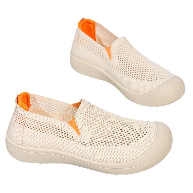 New Summer Cloth Shoes Women's Shoes Breathable Casual Walking Shoes Hollow Mesh Soft Sole Mother Shoes