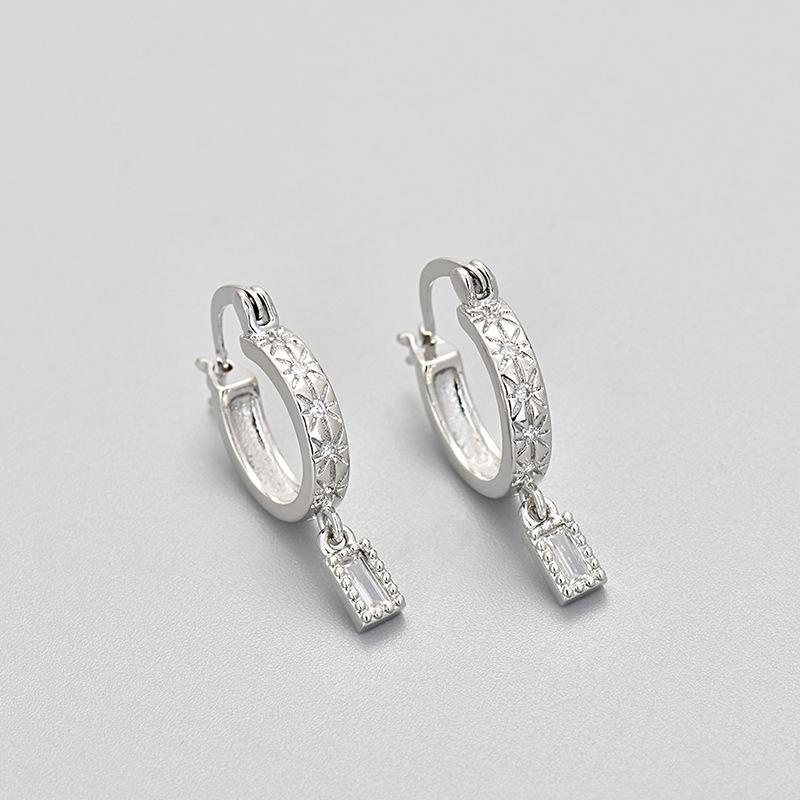Fashion Colorful Zircon Square Huggie Earrings For Women Elegant Drop Ear Studs Jewelry Accessories