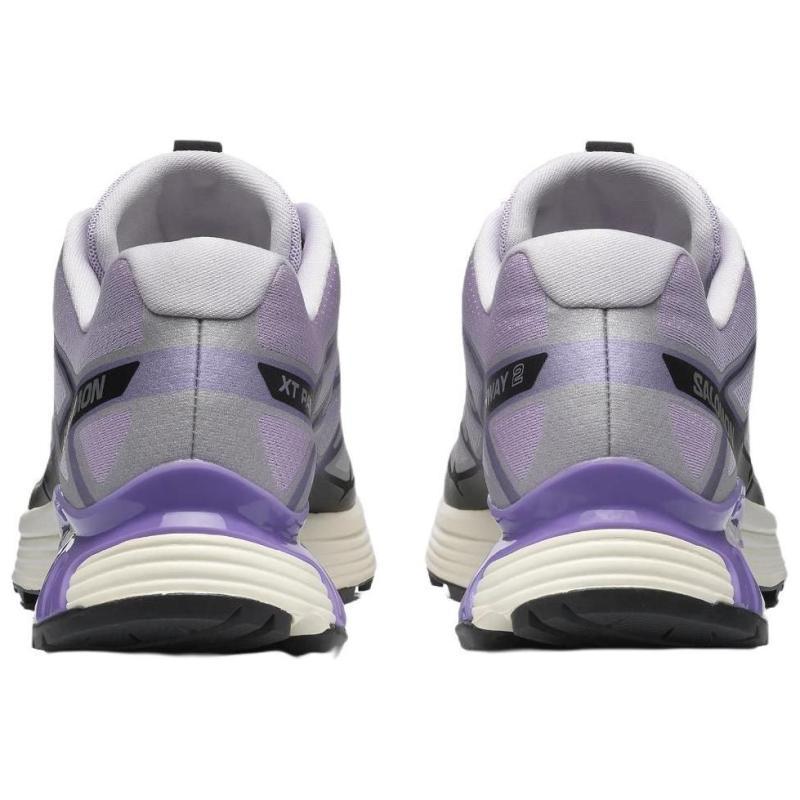 SALOMON XT Pathway Shock Absorbers Slip Resistant Low Top Trail Running Shoes Unisex Purple Silver Sneakers L47687100