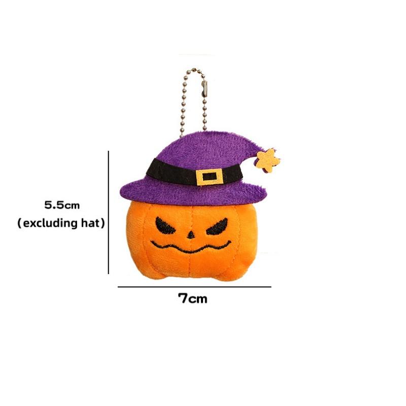 Adorable Halloween Plush Key Ring Soft Pumpkin Ghost Bat Witch Hat Pendant for Women Bag Decor Halloween Gift for Friends