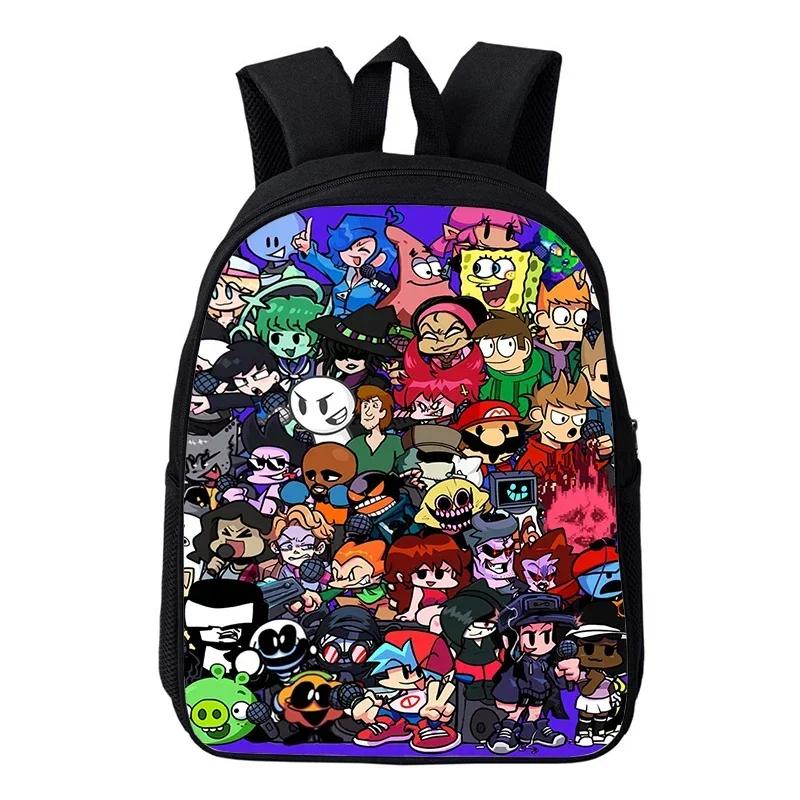 16 Inch Friday Night Funkin Backpack Toddler Kindergarten Bag Cartoon School Bags for Boys Girls Waterproof Kids Backpacks