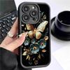 Golden Butterfly Groove iPhone 14/15/16/17 Pro Max Black Case