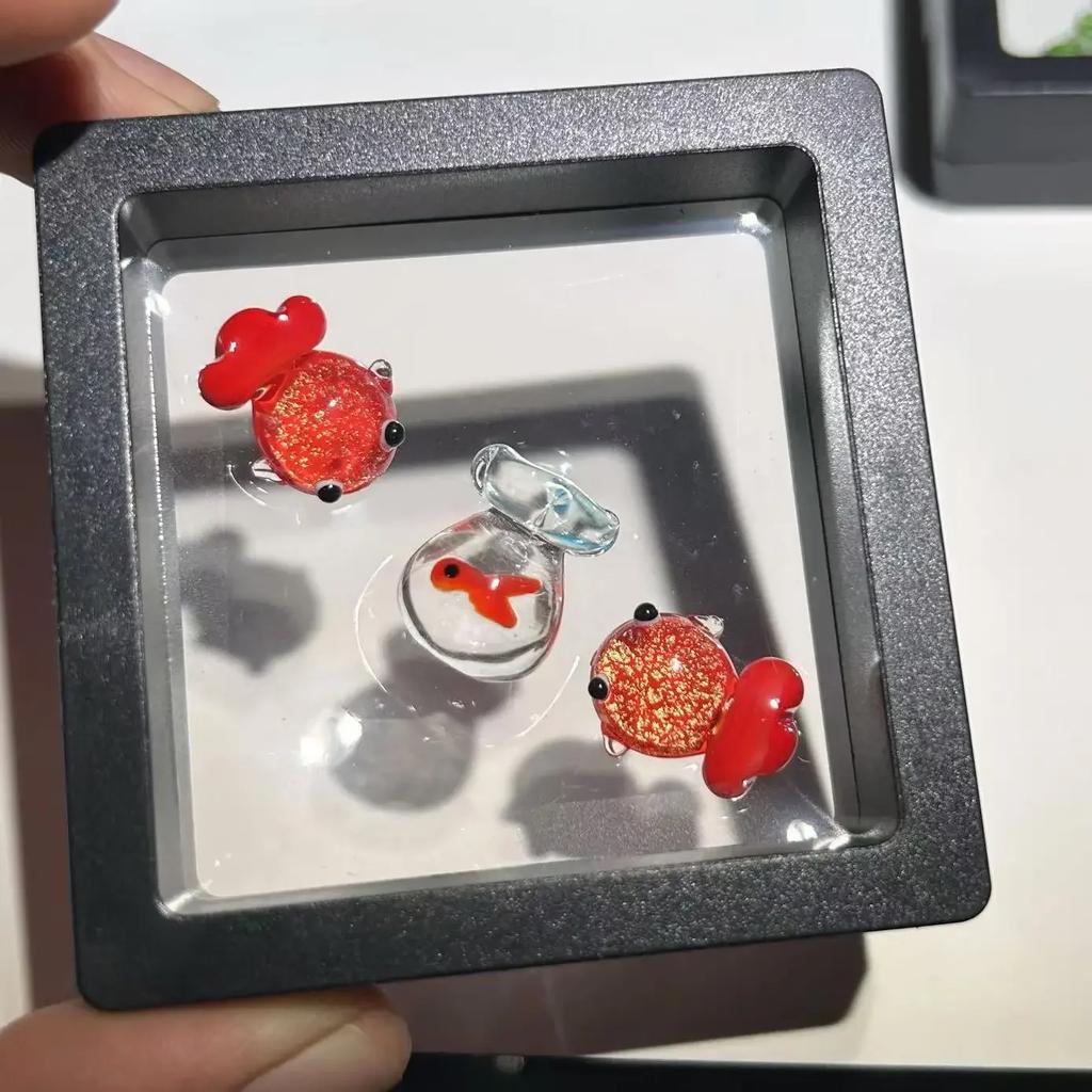 Creative Mini Pocket Goldfish Colored Glaze Transparent Lucky Bag Glass Figurines Handmade Home Decoration Accessories 2025 New