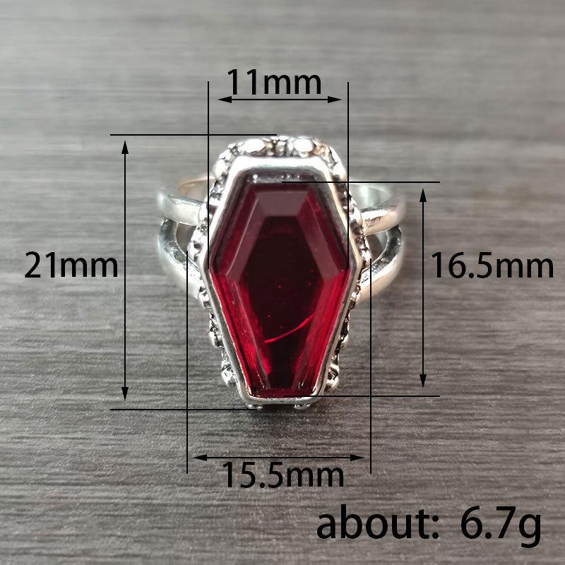 Retro punk style jewelry, creative niche imitation ruby ring, popular ring