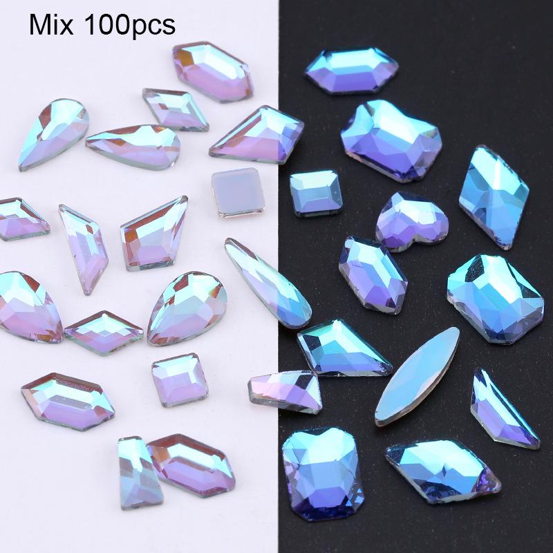 

Aurora Phantom Purple Nail Art Flat Bottom Special-Shaped Diamond Diy Manicure Nail Art Jewelry 50 pcs/bag