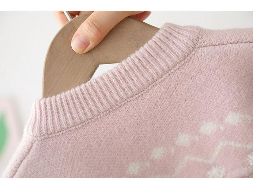 Fashionable Girls' Korean Style Knitted Cardigan Sweater - Autumn/Winter Lotus Root Color
