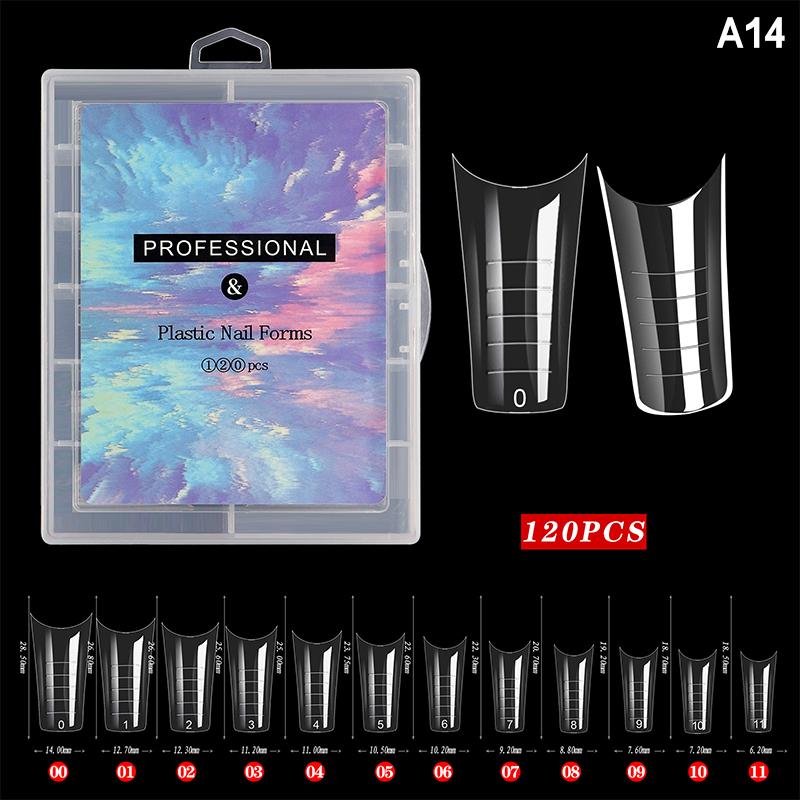 120 Pcs/Set Clear Dual Forms False Nails Full Cover Quick Building Gel Mold Tips Nail Extension Molds Upper Forms For Nails Tips