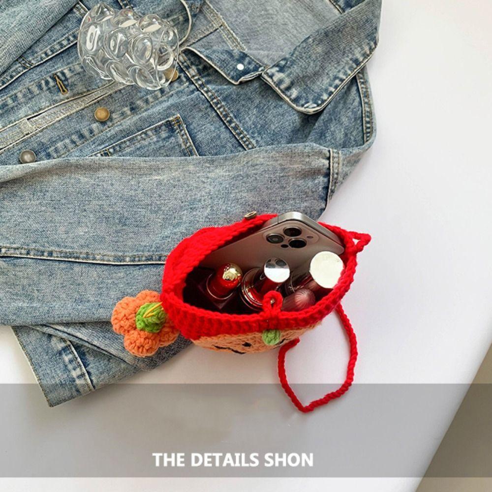 With Pendant Pumpkin Knit Handbag Bat Halloween Crochet Bag Fashion Halloween Shoulder Bag Gifts