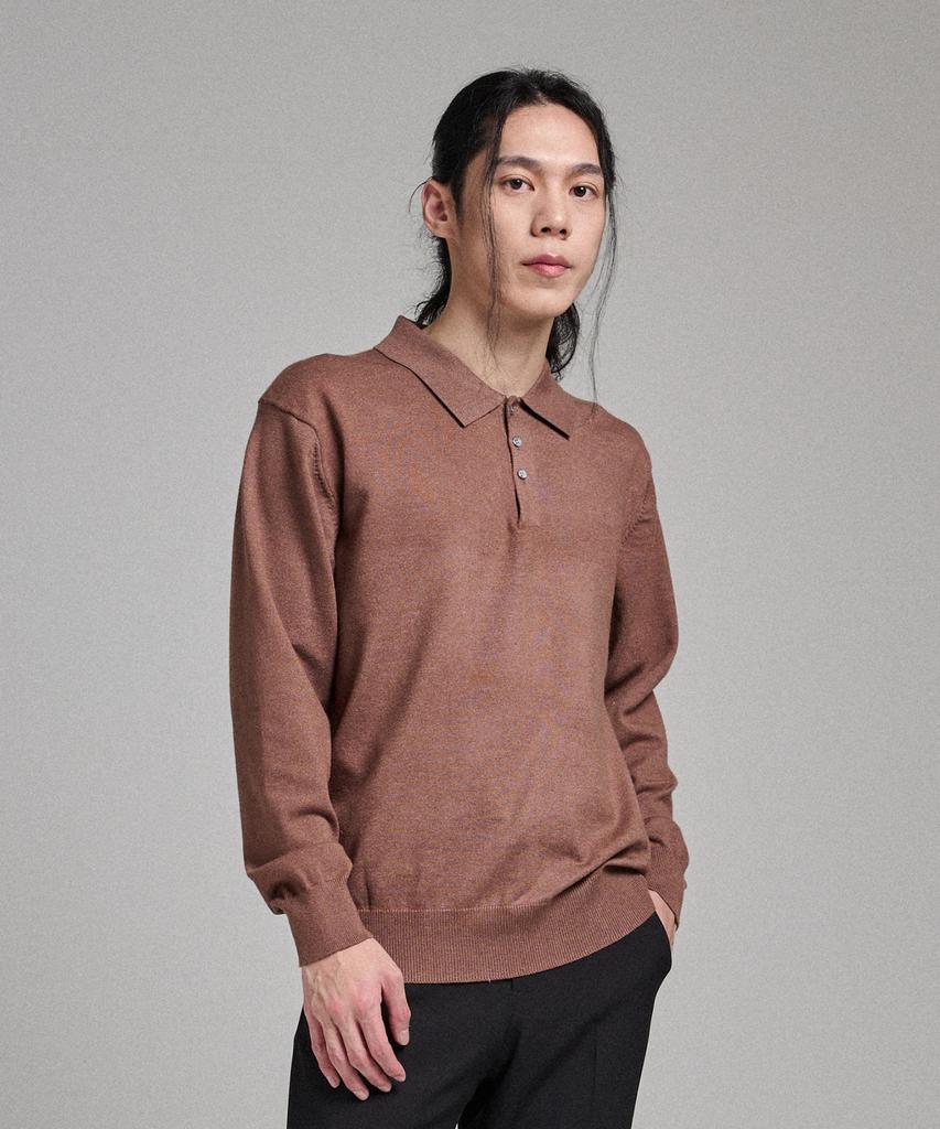 ANALOG MOOD Semi-Collar Neck Knit (Brown)