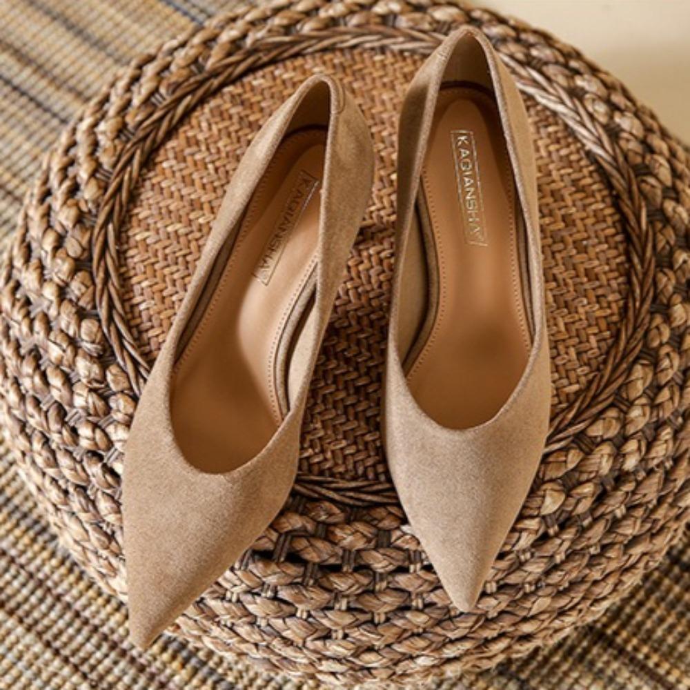 Fashion High Heels for Ladies Suede Light Mouth Single Shoes Women's Autumn New Versatile Nude Stiletto Women's Shoes Women Heels