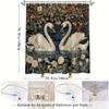 1Pc Victorian-Style Swans Shower Curtain - Romantic Pond Scene With White Swans, Lush Flowers & Greenery, Polyester Fabric