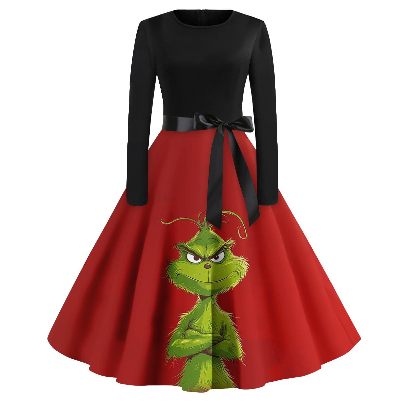 

Женское повседневное модное платье с длинным рукавом и принтом, вечернее повседневное платье с круглым вырезом S