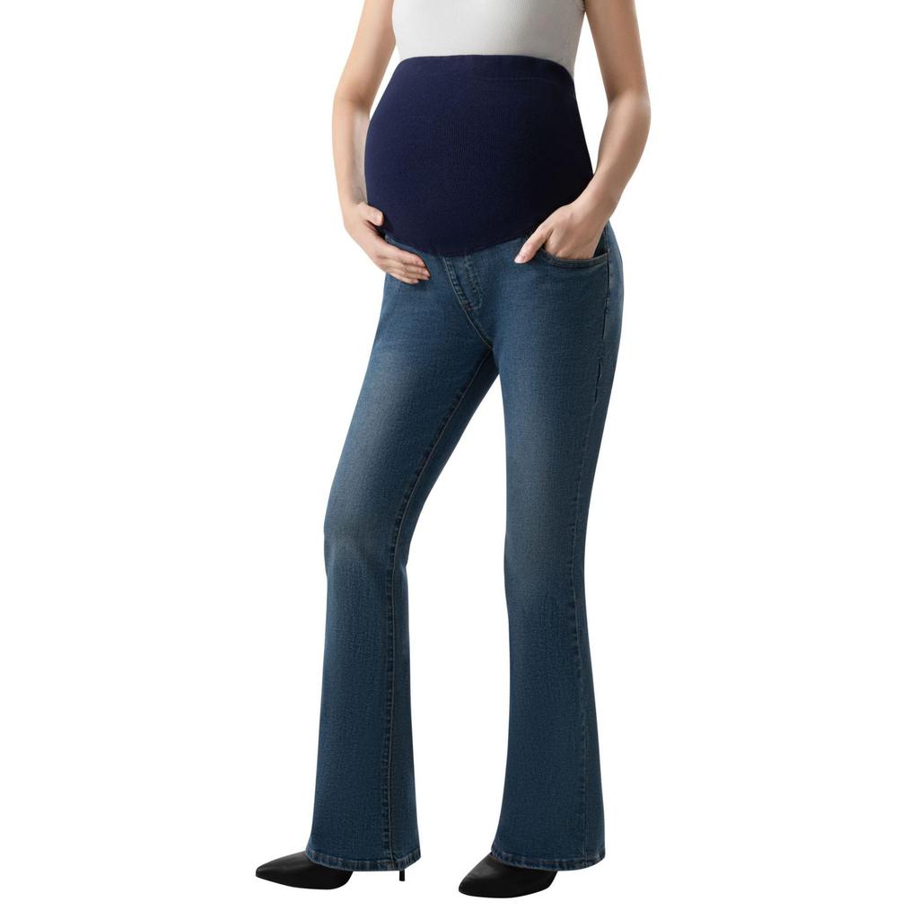 Bootcut Stretch Maternity Jeans with Abdominal Pockets