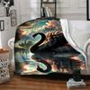1pc Black Swan Art Print Blanket Lightweight Flannel Blanket Throw Blanket For Sofa, Bed, Travel, Camping, Livingroom, Office, Couch, Chair, And Bed y