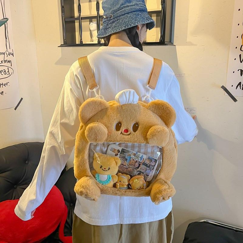 Butter Bear Plush Backpack Cute Cartoon Peripheral Large Schoolbag Capacity