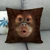 Realistic Animal Face Cushion Cover 2D Flat Print Cat Pig Orangutan Peach Skin Pillowcase For Sofa Living Room Home Decor 45X45