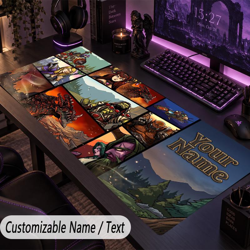 Custom Text Big Mousepad, Extended Desk Pad For Laptop Work GameWorld of Warcraft