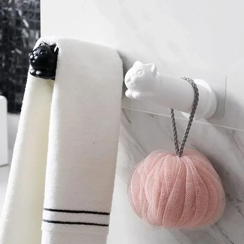 Creative Shape Supplies Cat Towel Rack Wall-mounted Retractable Roll Holder Sticky Roller Toilet Tissue Hanger Racks Accessory