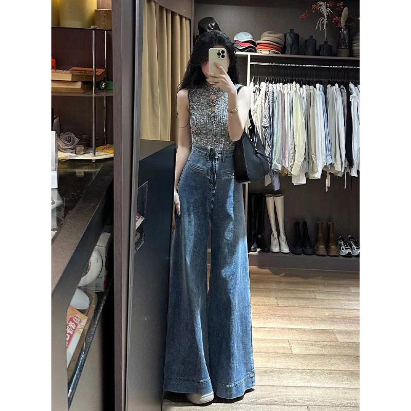 Spicy Girl Fashionable Wide-Leg Jeans for Women – Versatile Floor-Length Street Style