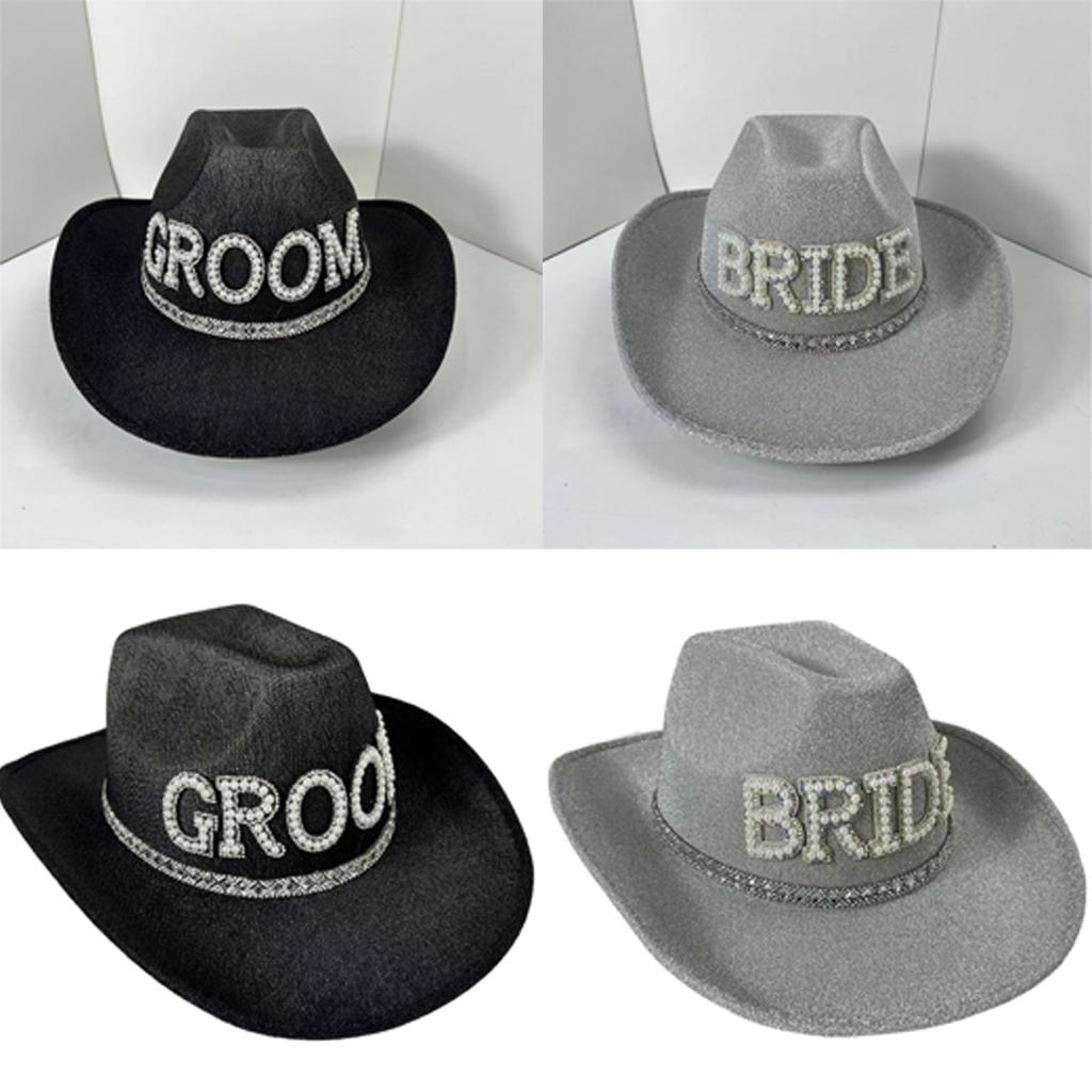 Bride Glitter Hat with Hand Beading Blingbling Crystal Cowgirl Hat Beaded Heavy Cowgirl Hat for Bachelorette Party