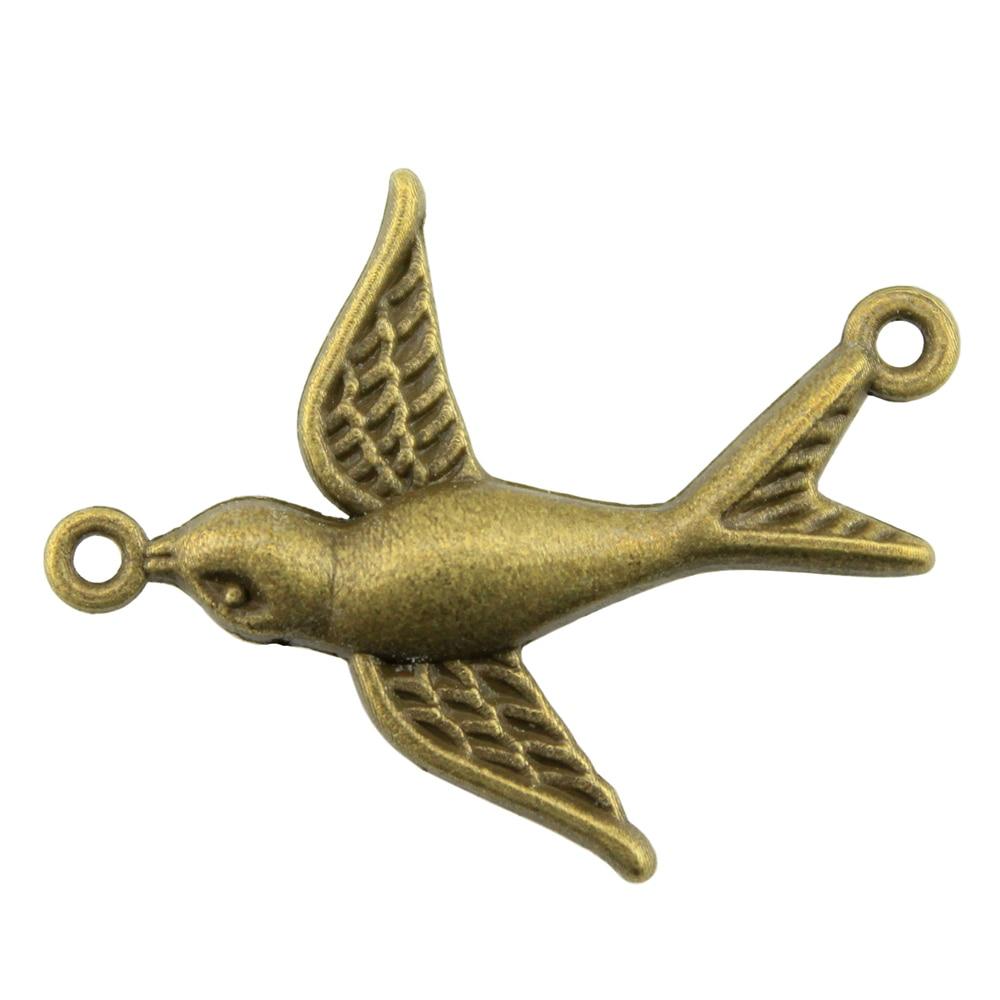 

4шт. Подвески с разъемом для птиц, подвески, античная бронза, цвет цинкового сплава, 37X29 мм.