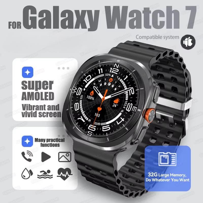

2025 Новые Модернизированные Часы 7 Ультра Смарт-часы Мужские 32 ГБ Памяти NFC Bluetooth Звонок IP68 Водонепроницаемые Спортивные Часы для Активного Отдыха silicone belt чёрный