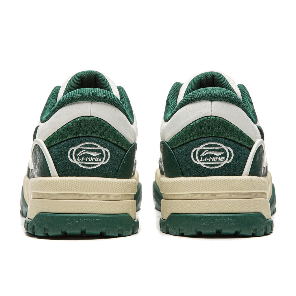 Li Ning Trendy Leap Slip Resistant Cushioning Abrasion Resistant Lightweight Low top Skateboard Shoes Men's White Green AGCW011-3