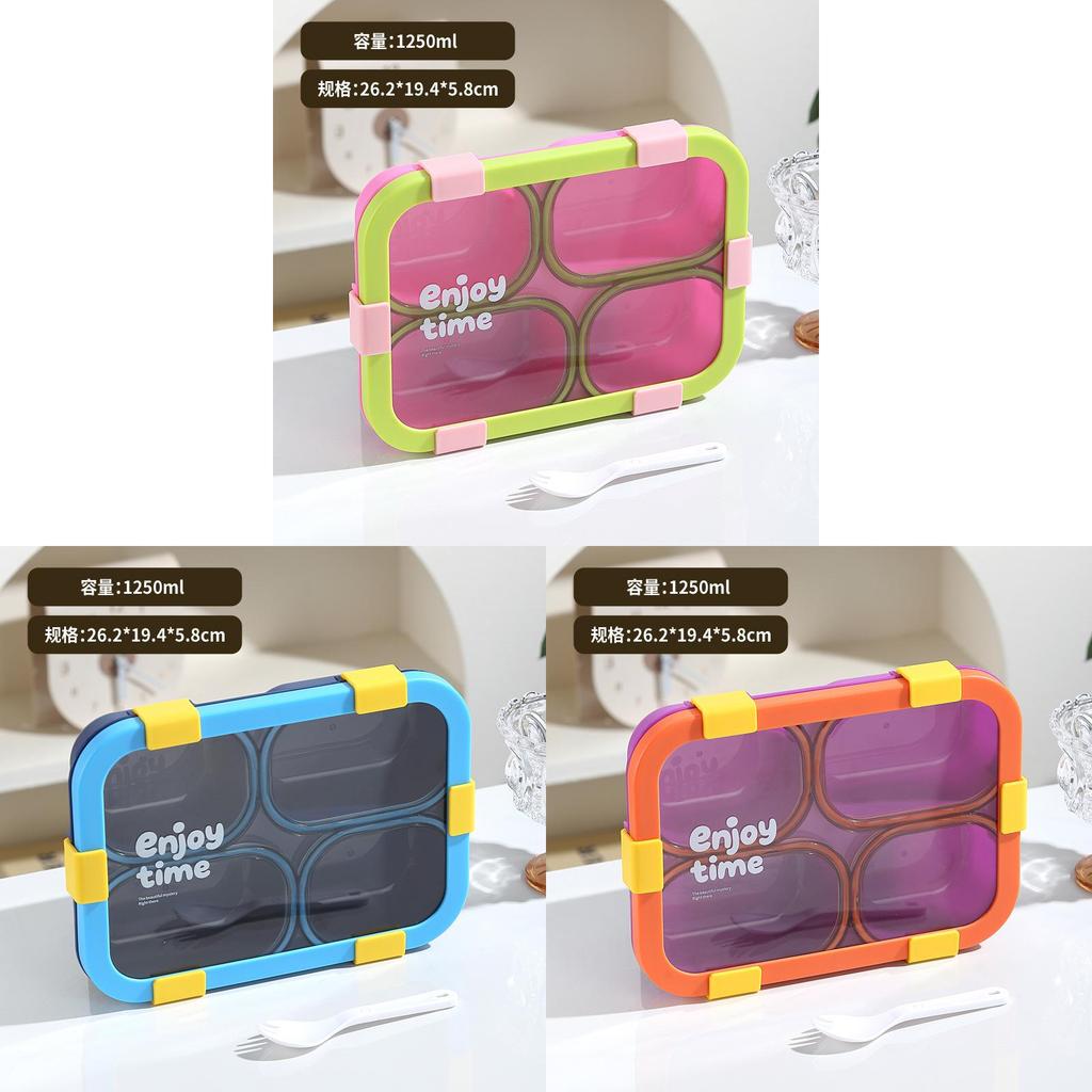 Microwave Safe Bento Box With Dividers For Office Workers And Students