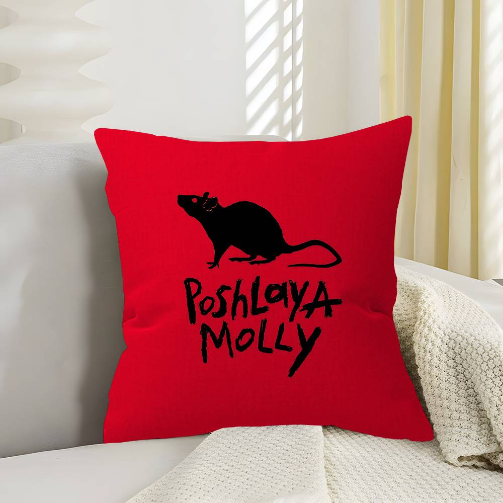 P-Poshlaya M-Molly Band Pillow Covers Cartoon Sofa Decorative Home Double-sided Printing Short Plush Cute Cushion Cover