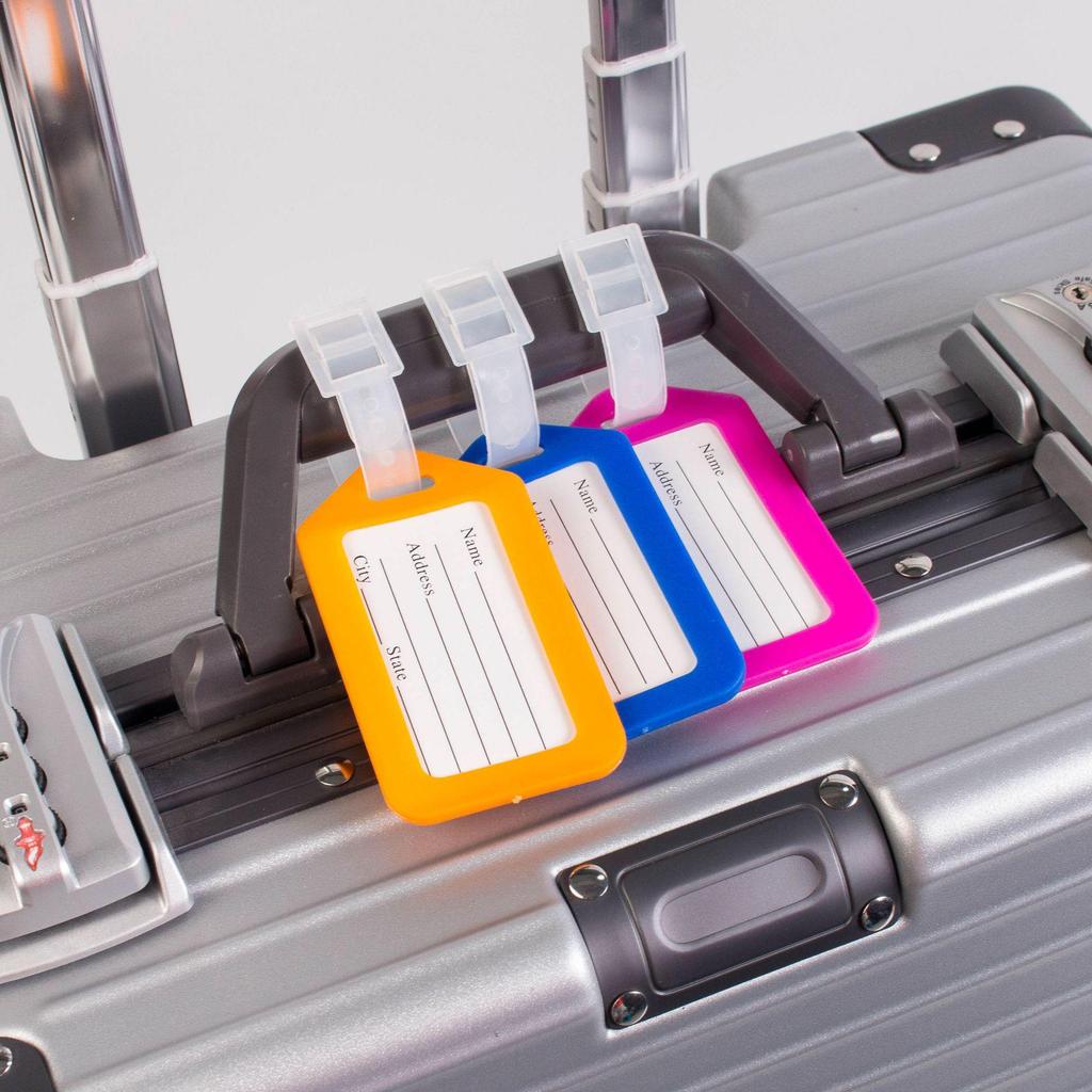 Airplane Luggage Tag Identifier: Suitcase Name & Boarding Pass Label.