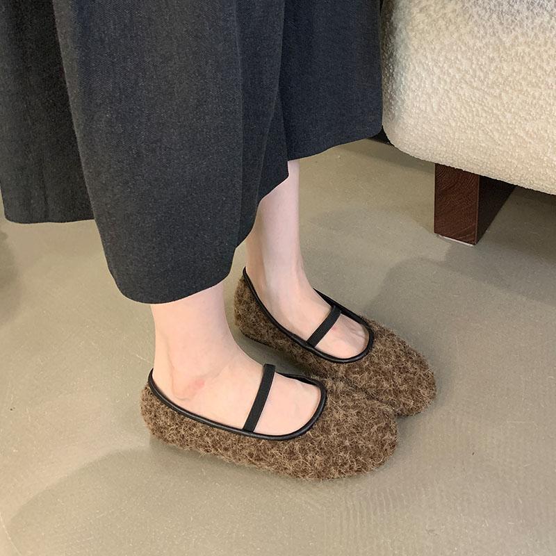 Fashion Female Slip On Footwear Shallow Women Ballet Flats Shoes Soft Casual Flock Fashion Round Toe Ladies Flats With Shoes