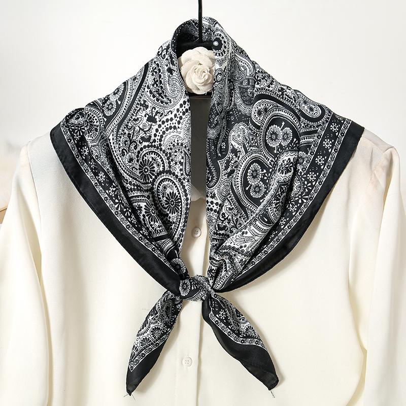 New Satin Shawl Design Wild leopard Print Silk Square Women neck scarves Wrap Headkerchief Beach Hair Band women's bandana