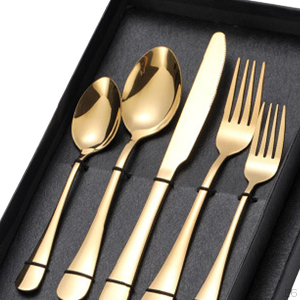 5Pcs Portable Stainless Steel Flatware Reusable Tableware Lightweight Backpacking Cutlery Dinnerware