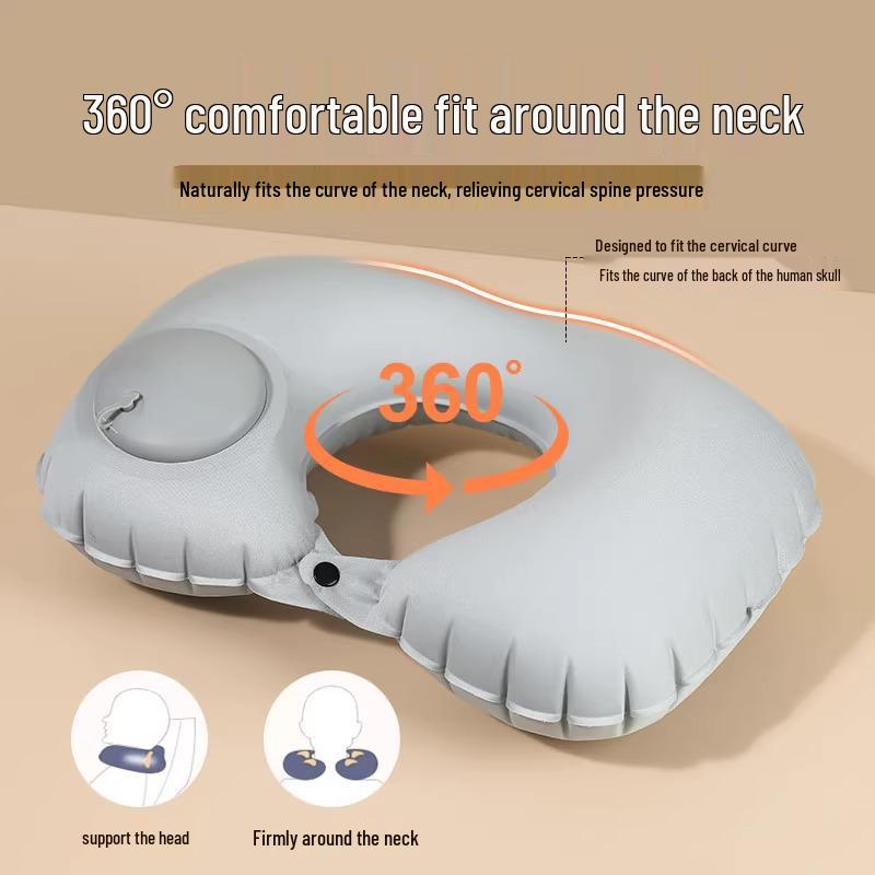Inflatable U-shaped Neck Support Pillow for Travel - Portable and Press-type for Car & Airplane Comfort