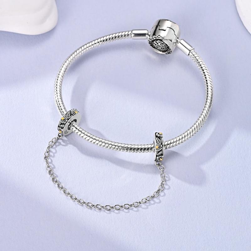 Copper Safety Chain Star Moon Airplane Earth Inlaid Zircon Charms Beads Fit Original Bangle Bracelet Diy Jewelry