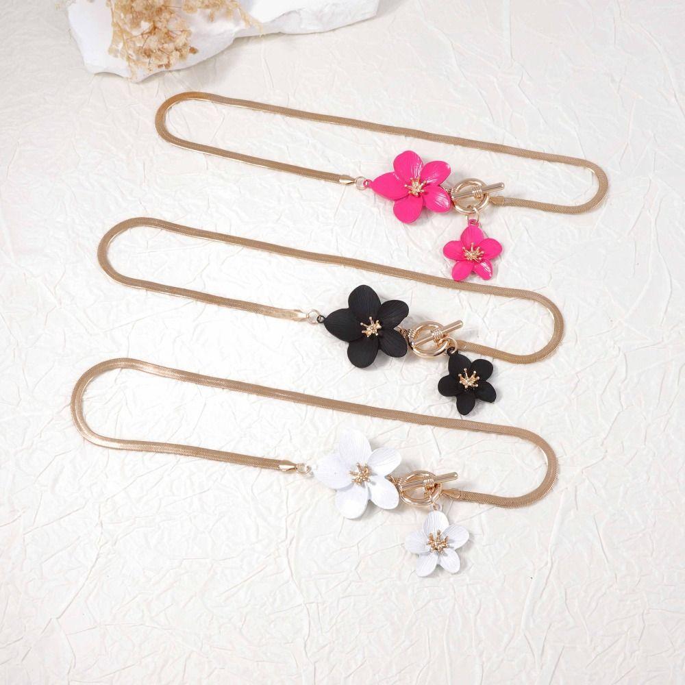 Metal Flower Necklace Earrings Set OT Buckle Pendant Jewelry Suit Vintage Flower Jewelry Set  Women