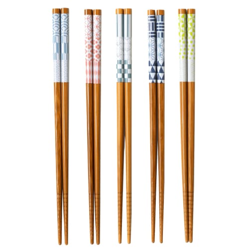 Wakasa Lacquer Chopsticks, Non-Slip, 22.5cm, Set of 5, for Guests, Made of Bamboo, Clank-Clunk Style, Made in Japan, Product Number 265090