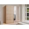 Armoire 2 portes coulissantes avec miroir - Chêne sonoma - L 170,3 x P 61,2 x H 190,5 cm - ULOS