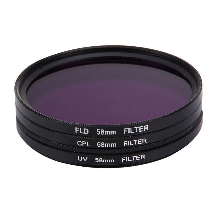 JUNESTAR 3 In 1 Proffesional 58mm Lens Filter(CPL + UV + FLD / Purple) for GoPro & Xiaomi Xiaoyi Yi Sport Action Camera
