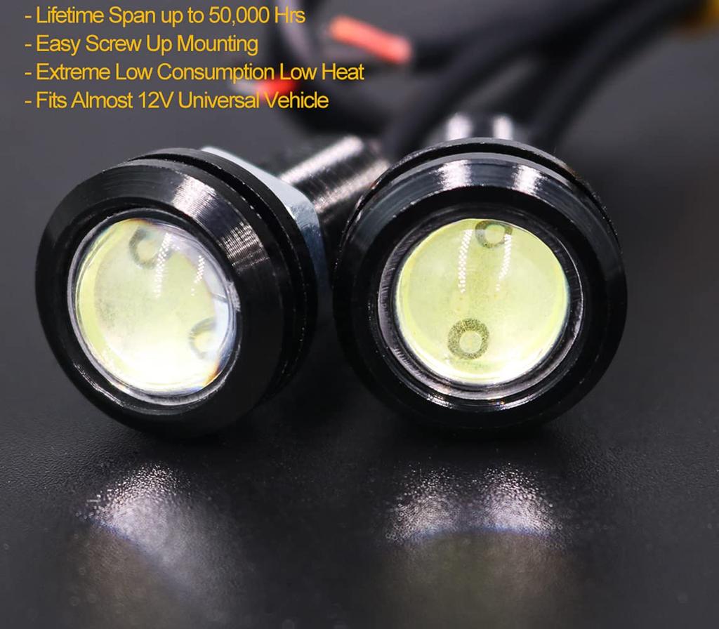 X-STYLE LED Daylight 18mm Eagle Eye Spotlight Bolt Type Large Ball Meter High Brightness Recessed Type 12V Exclusive 4 Pieces (Ice Blue)