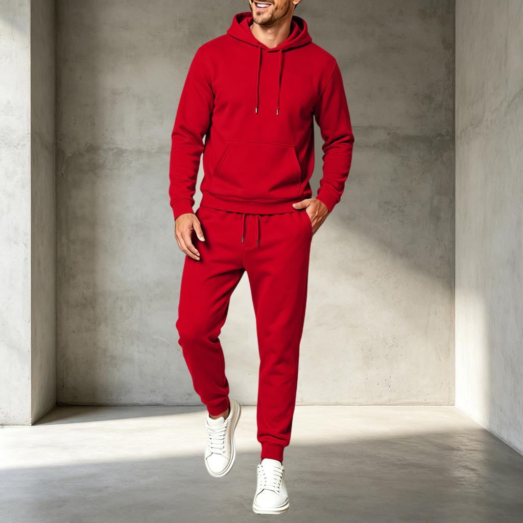 Men's Pullover Hoodie Sweatshirt Athletic Set Casual Training Workout Sweatsuit