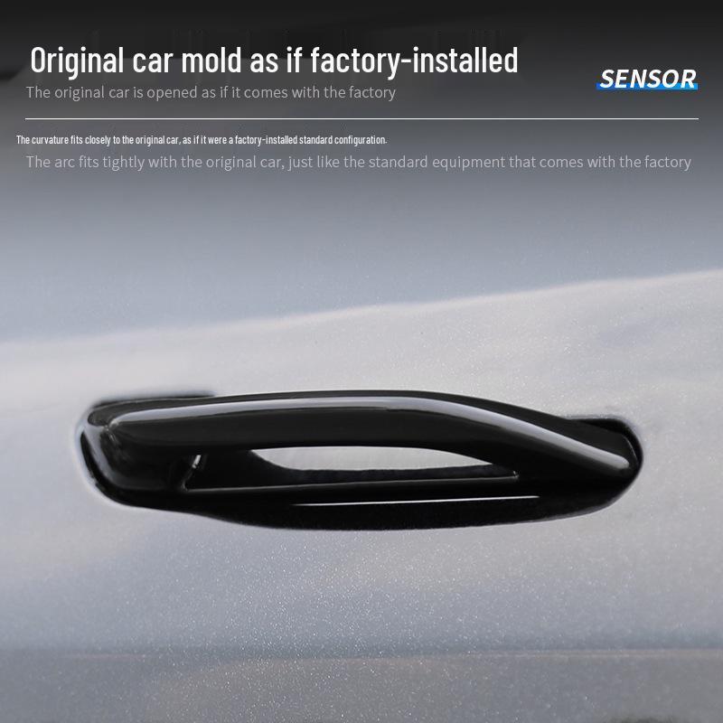 Tesla Model 3/Y Door Handle Carbon Fiber Protectors - Bright Black, Anti-slip