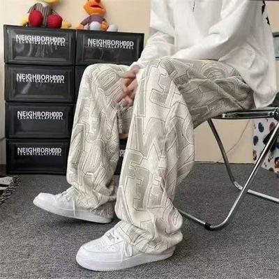 Herren Kordhose mit Allover-Print, weitem Bein - Trendiger Casual Hong Kong Stil