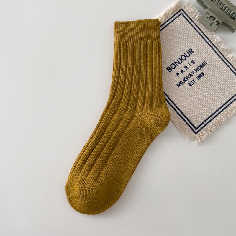 Female Spring and Autumn Vintage Trend Thick Line In The Tube Cotton Socks